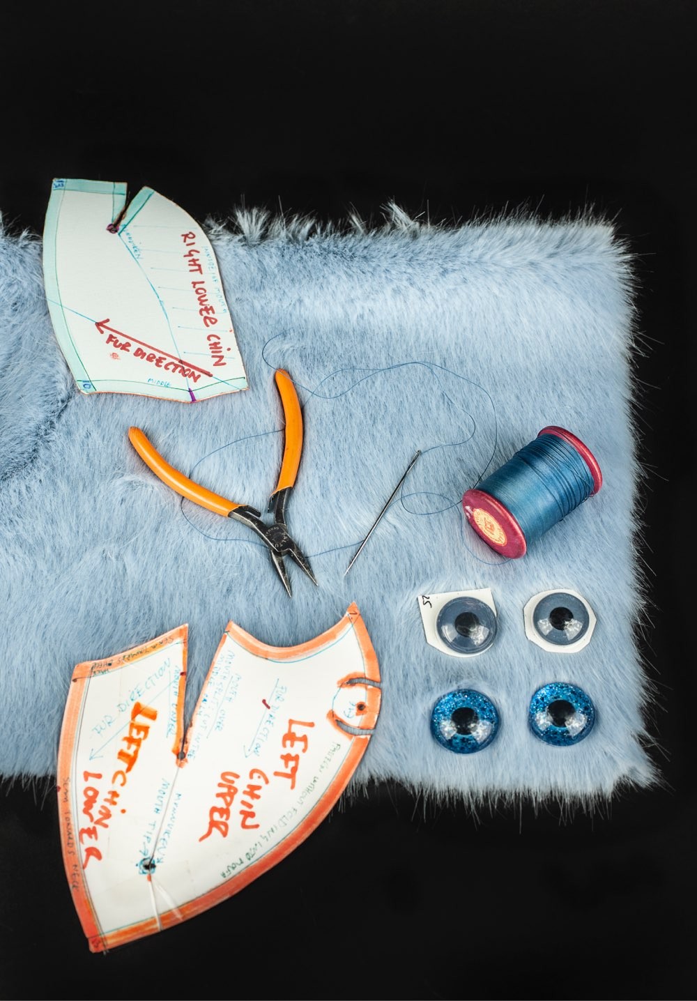 Faux fur, tools and patterns